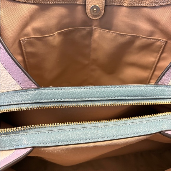 Coach White and Tan Leather Shoulder Bag